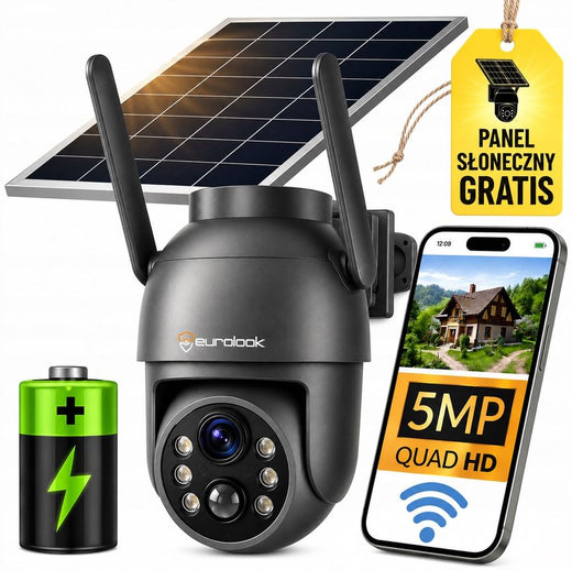 Kamera solarna obrotowa zewnętrzna IP Wi-Fi 5Mpx K-11G Solar EUROLOOK