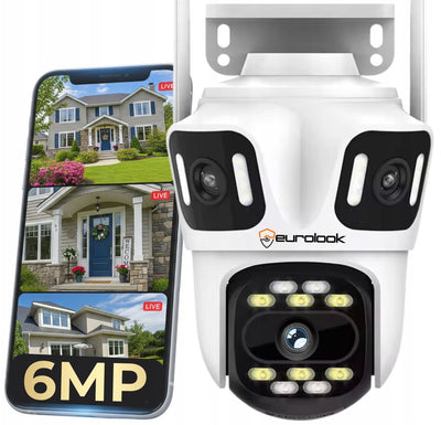 Potrójna Kamera K-16 Obrotowa 6MPx WIFI Zewnętrzna SMART IP Detekcja AUDIO
