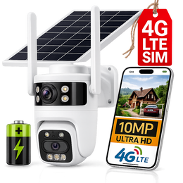 Kamera Solarna GSM HR-10W 10 MPx Obrotowa Zewnętrzna 4G Lte na kartę SIM Baterie