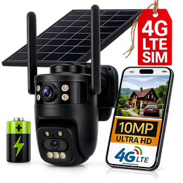 Kamera Solarna GSM HR-10B 10 MPx Obrotowa Zewnętrzna 4G Lte na kartę SIM Baterie