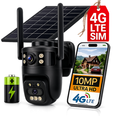 Kamera Solarna GSM HR-10B 10 MPx Obrotowa Zewnętrzna 4G Lte na kartę SIM Baterie