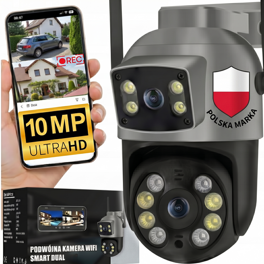 Podwójna kamera obrotowa zewnętrzna IP Wi-Fi 4K 10Mpx ZC-05 EUROLOOK