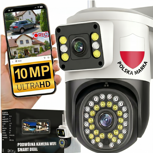 Podwójna kamera obrotowa zewnętrzna IP Wi-Fi 10Mpx ZC-02 Dual EUROLOOK